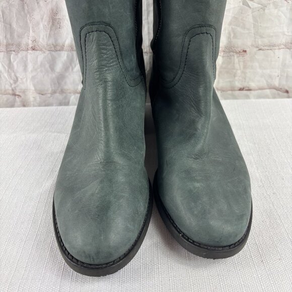 J. Crew Women's 10 Gray Leather Knee High Tall Riding Boots - Picture 5 of 14